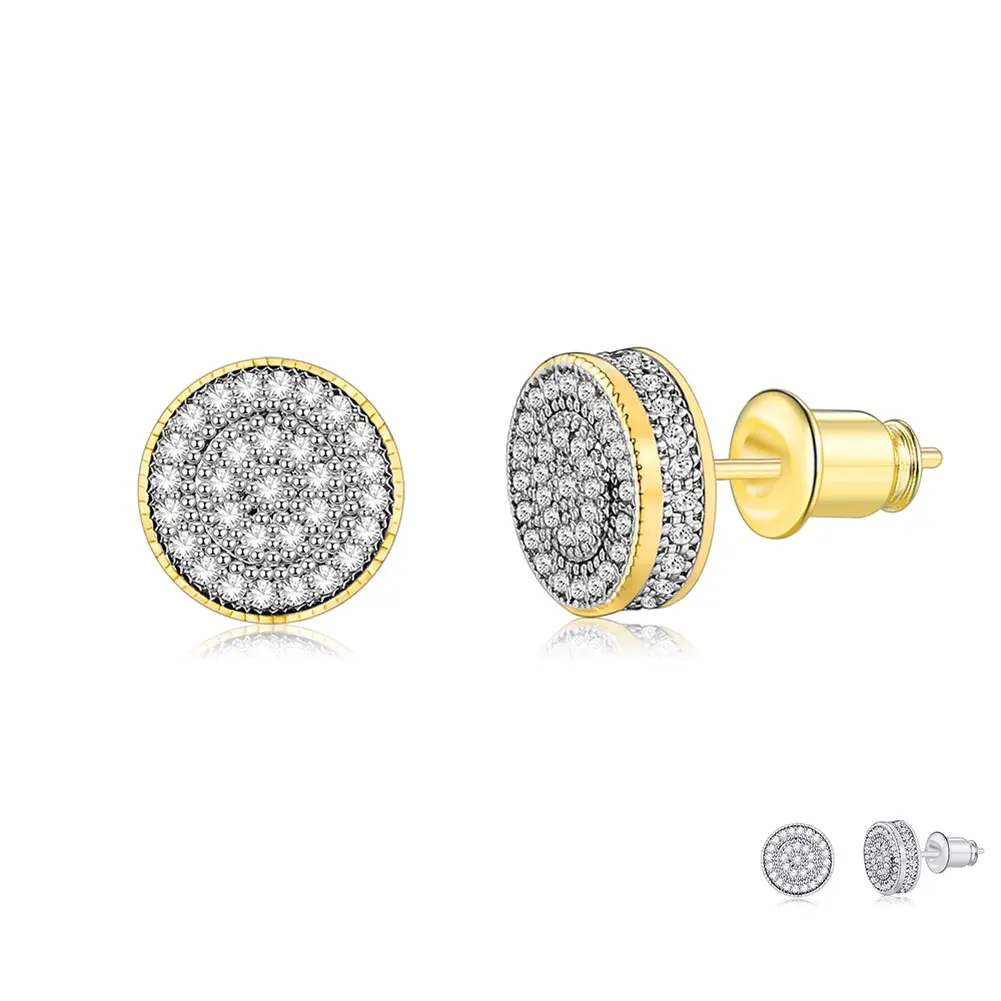 

ZEMIOR Small Round Stud Earrings For Women Full White 5A Clear Cubic Zirconia Female Anniversary Fashion Jewelry New Arrival