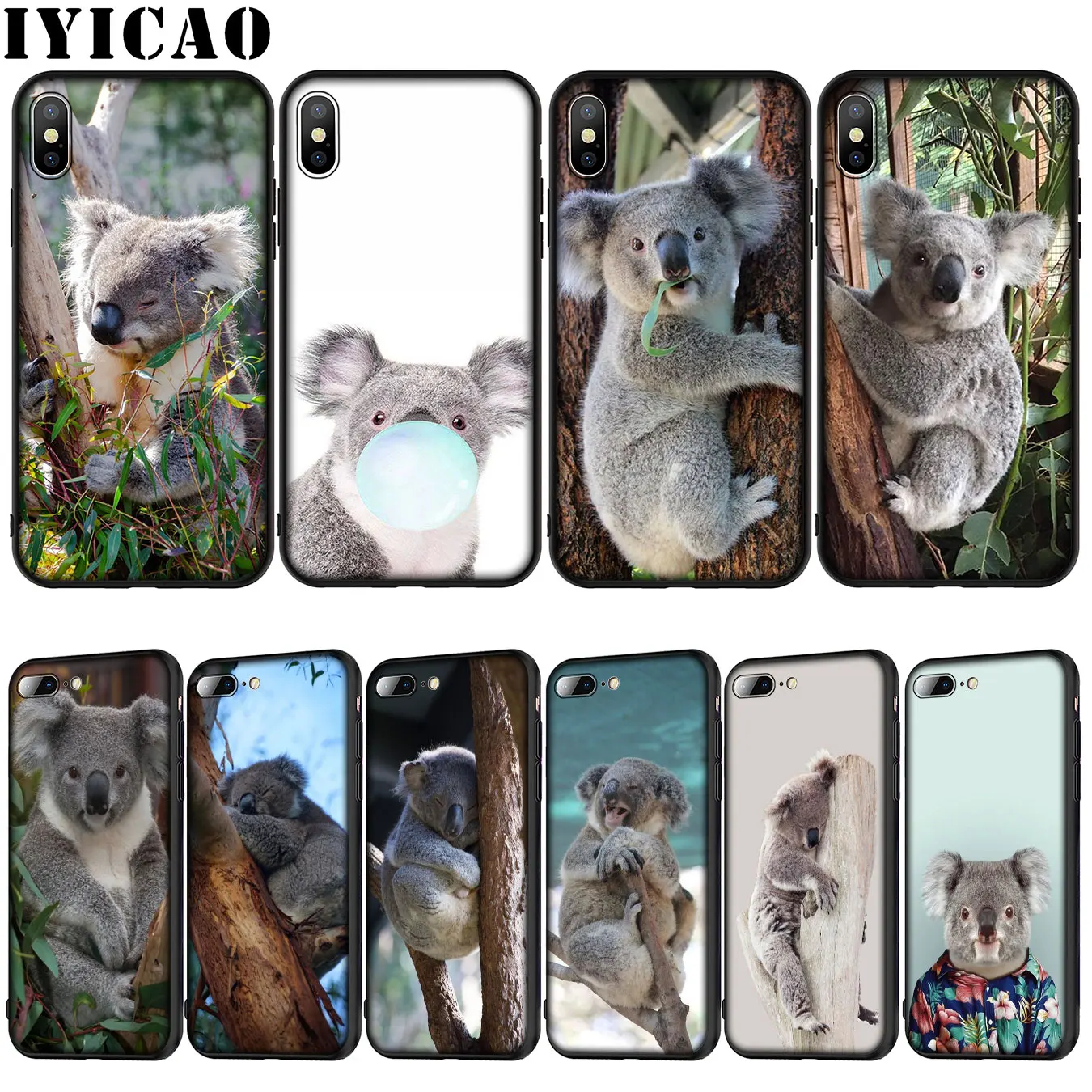 IYICAO коала Мягкий силиконовый чехол для iPhone 12 мини XR X XS 11 Pro Max 10 6 6S 7 8 plus 5S SE
