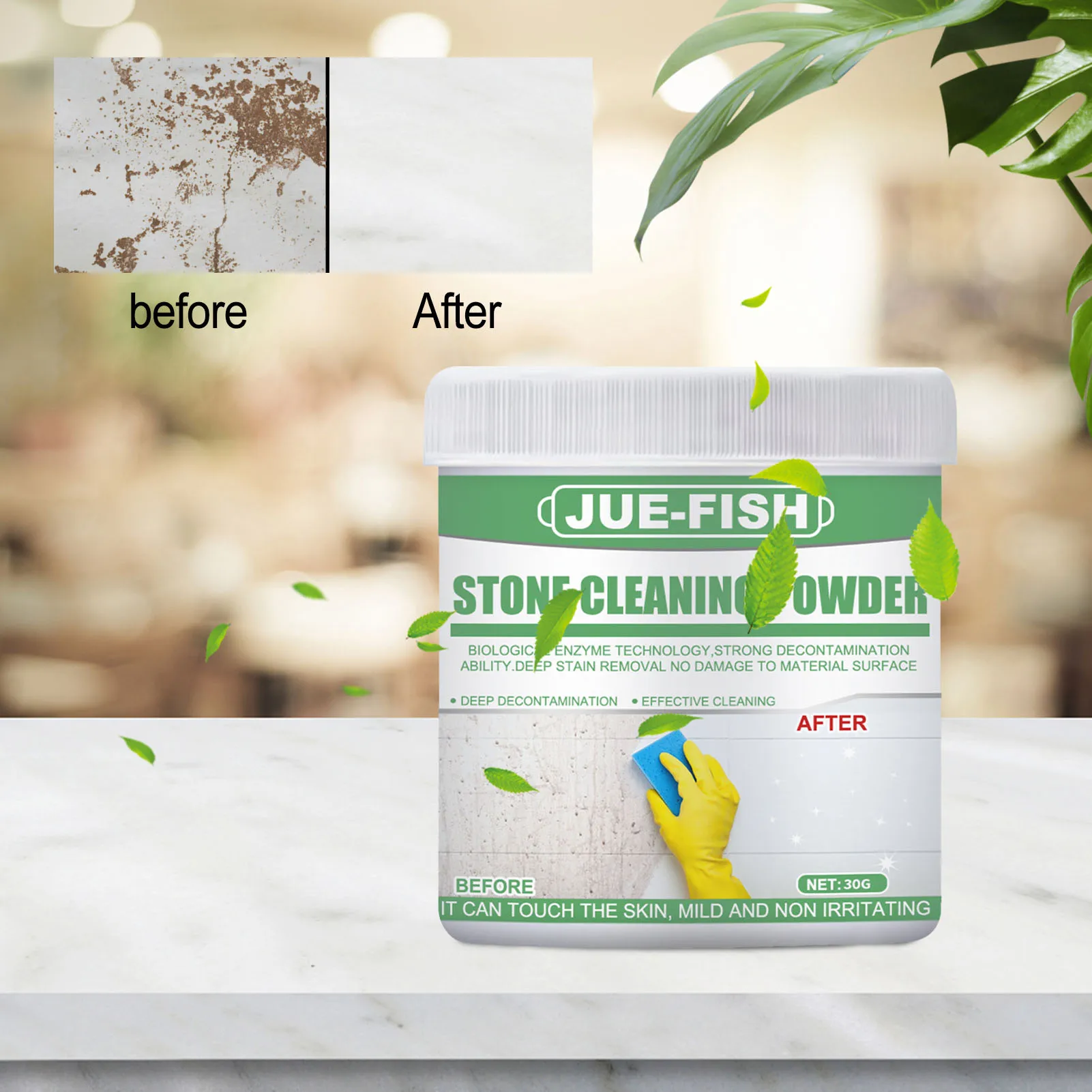 

300g Stone Stain Remover Powerful Stone Cleaning Powder Stubborn Deep Stains Granite Cleaner Stone Floor Cleaner For Household