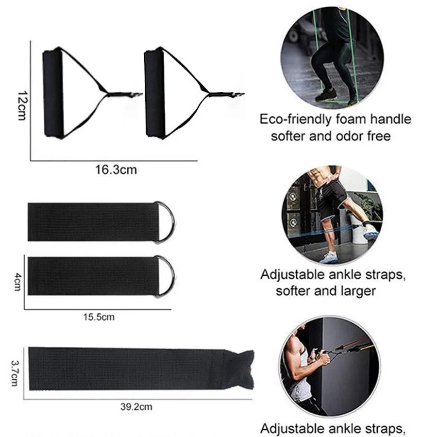 

Newly 11Pcs Training Resistance Bands Set Exercise Bands Door Anchor Handles Waterproof Carry Bag Legs Ankle Straps BN99