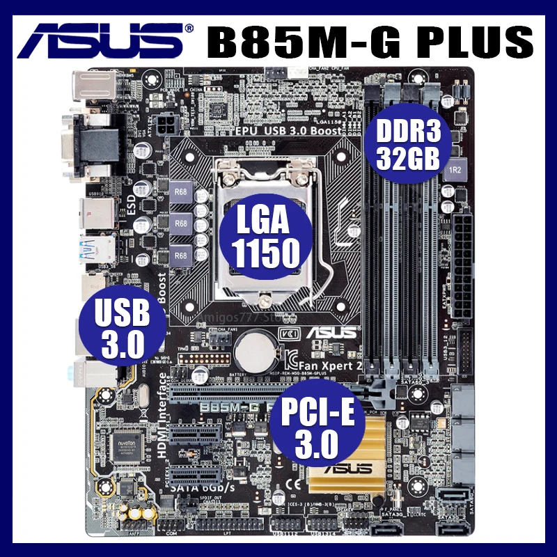 LGA 1150 Asus B85M G PLUS Intel B85 оригинальная б/у рабочего стола материнской платы Core i7 i5 i3 DDR3