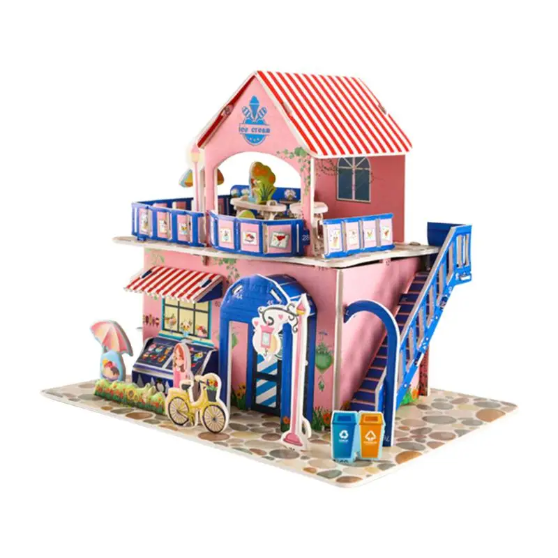

3D DIY Composite Paper Puzzle Cartoon Castle House Model Assembly Learning Educational Kid Toys Stereoscopic Jigsaw