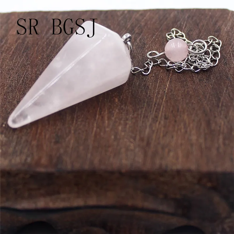 Бесплатная доставка diy Ювелирные изделия маятник шестиугольная Роза кварц