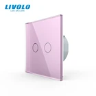 Настенный сенсорный светильник ель Livolo европейского стандарта, простой, 2 клавиши, различное управление, закаленная розовая стеклянная панель, дизайн для комнаты для девушек