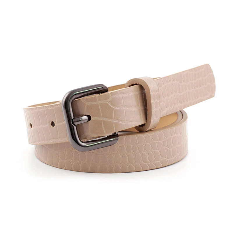 

Women Imitation Leather Alloy Pin Buckle Belt Fashion Stone Lizard Pattern Decorative Jeans Women Casual Waistbelt Accessories