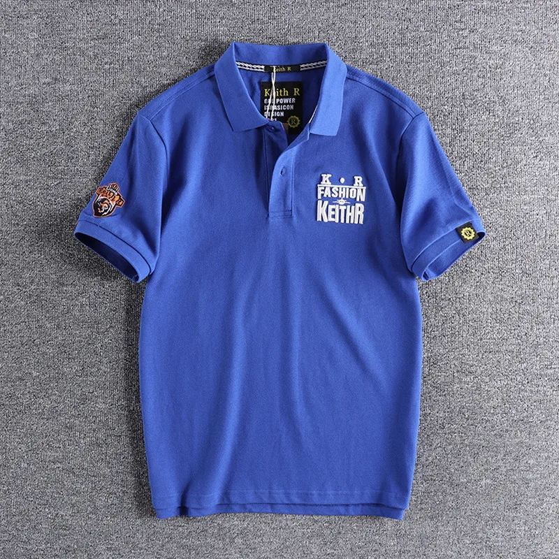 

Summer trendy embroidery cotton lapel men's polo shirt short-sleeved shirt camisas para hombre mens clothing polos tops
