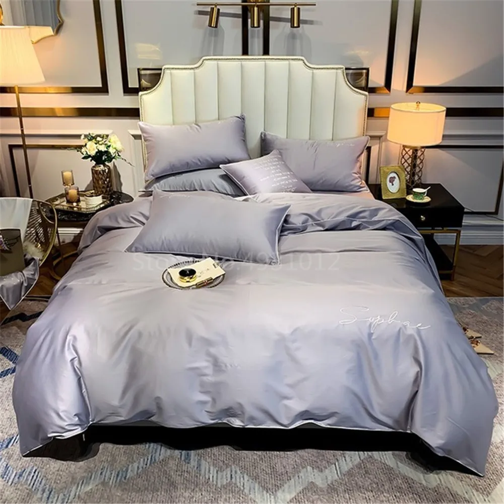 Комплект постельного белья 4 шт. из 100% хлопка однотонный в скандинавском стиле |