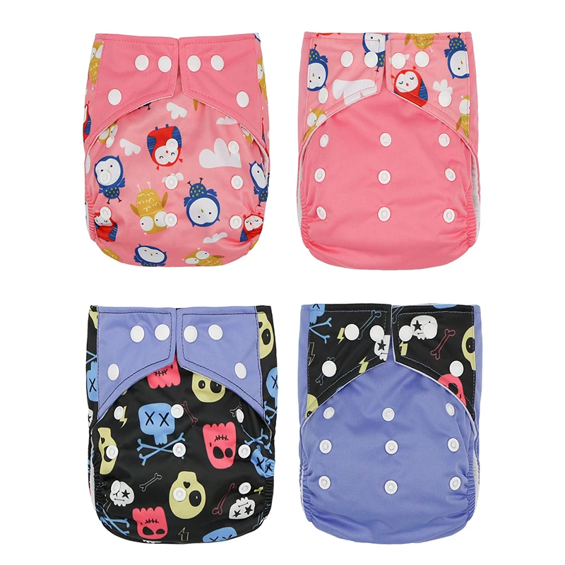 Pa&ntilde;al de tela ajustable para beb&eacute;, pa&ntilde;al reutilizable con bolsillo, impermeable, estampado, 2 unids/set por juego, env&iacute;o directo-0