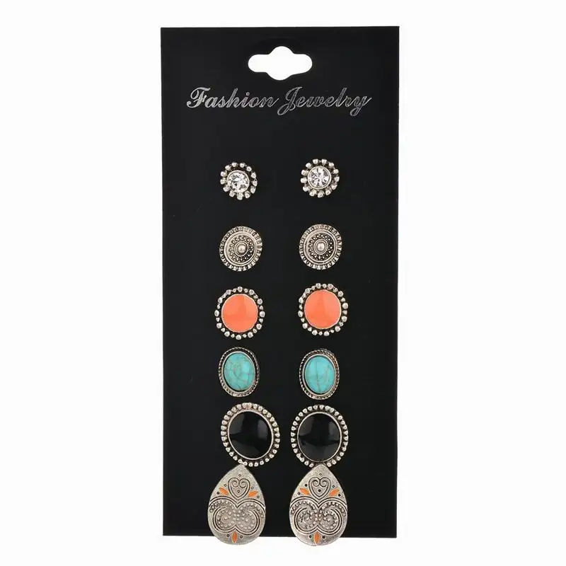 Модные готические серьги гвоздики из сплава с кристаллами геометрические