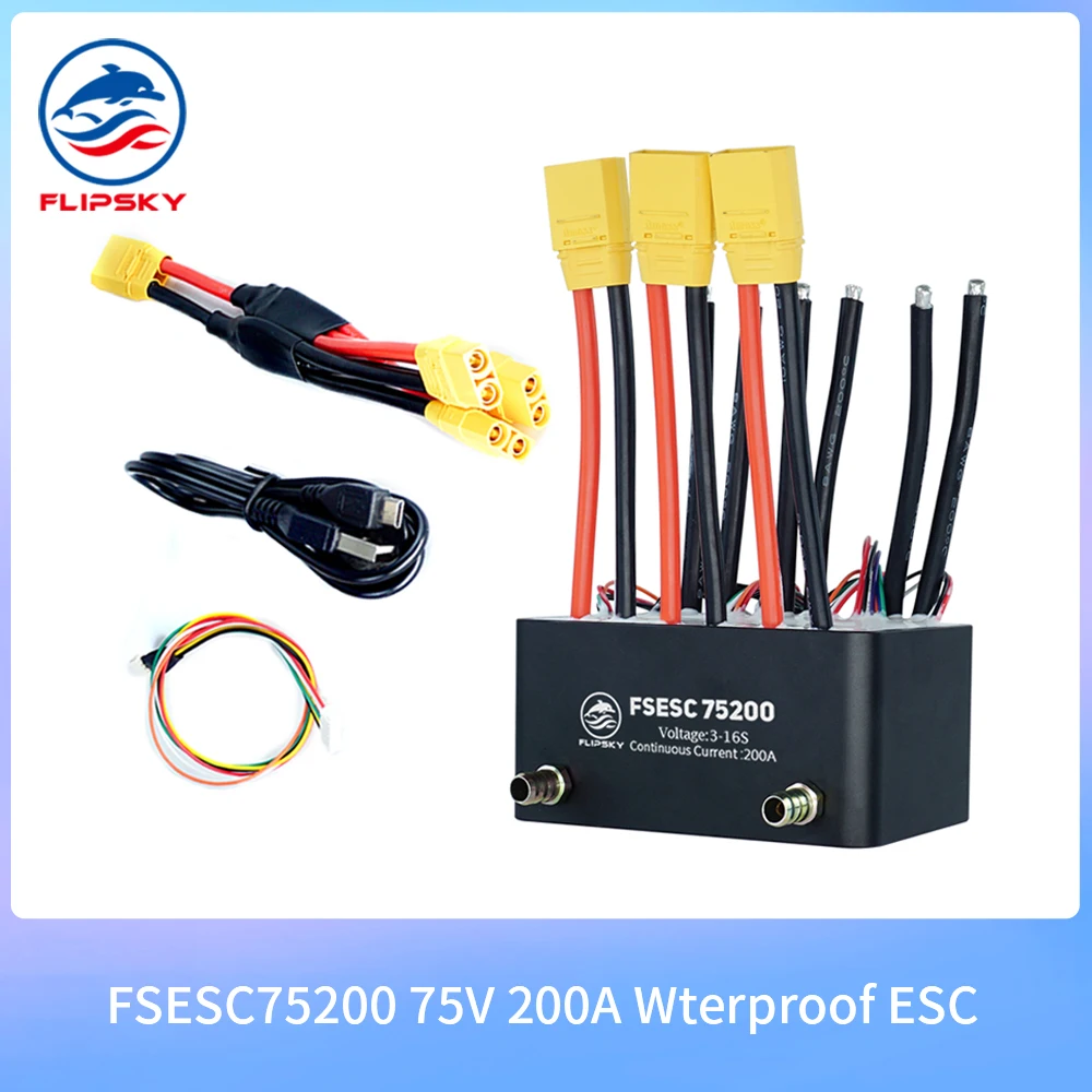 

FSESC75200 75V 200A водонепроницаемый ESC с водяным охлаждением/алюминиевый радиатор для электрофольги/боевого робота
