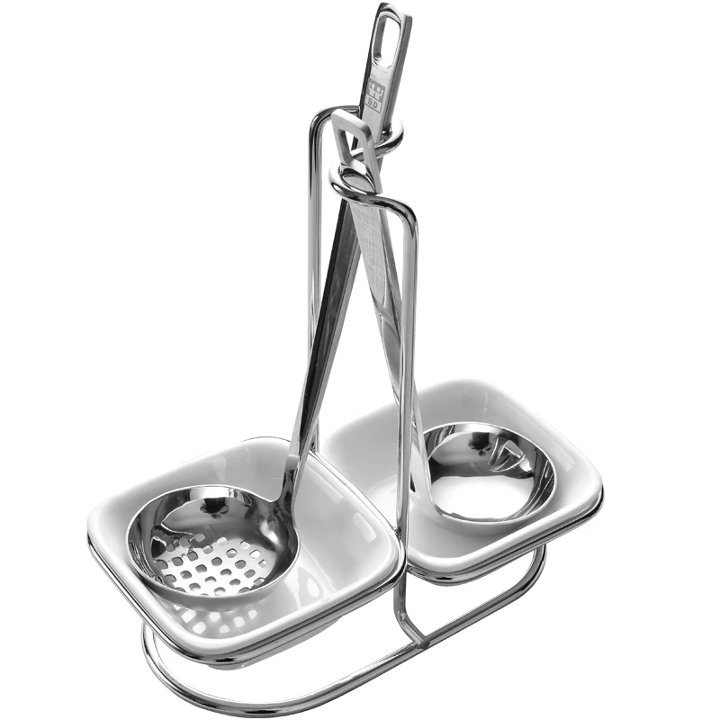 Новая двойная суповая ложка из нержавеющей стали с металлической стойкой