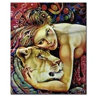 Алмазная картина сделай сам с изображением женщины из африканского льва, квадратные круглые наборы для вышивки крестом, вышивка мозаика Алмазный