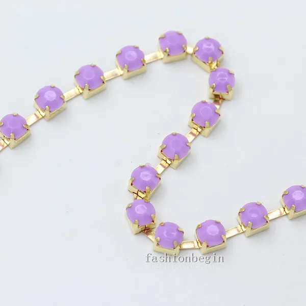 lt amethyst 1 ярд ss28 ss38 цветные акриловые хрустальные стразы отделка чашки коготь латунная цепь пришить клей на обрезку DIY Швейные аксессуары ремесла - Цвет: lt amethyst