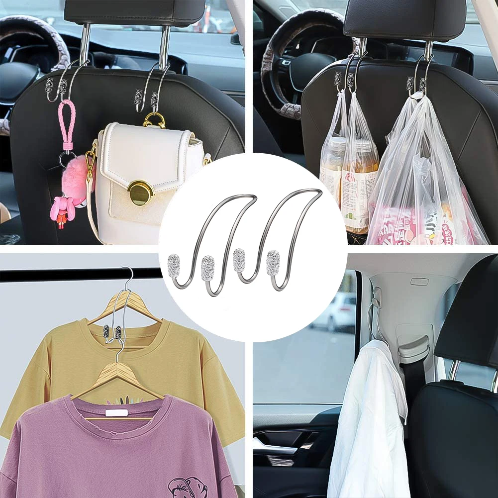

2pcs 11.5cm Metal Car Seat Hooks Auto Back Seat Headrest Organizer Durable Hanger Storage Holder for Groceries Bag Cloth Handbag