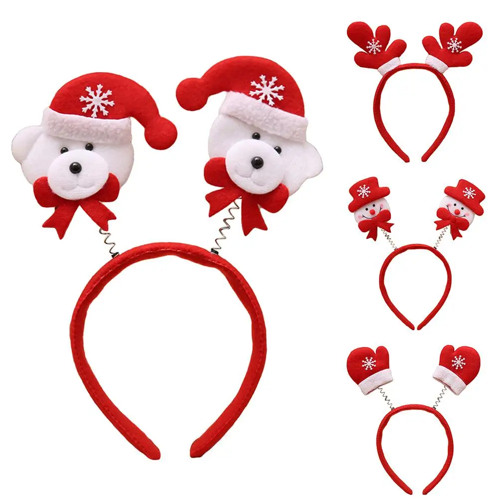 Милая Рождественская повязка на голову с оленьими ушами и Рогами Санта-Клауса