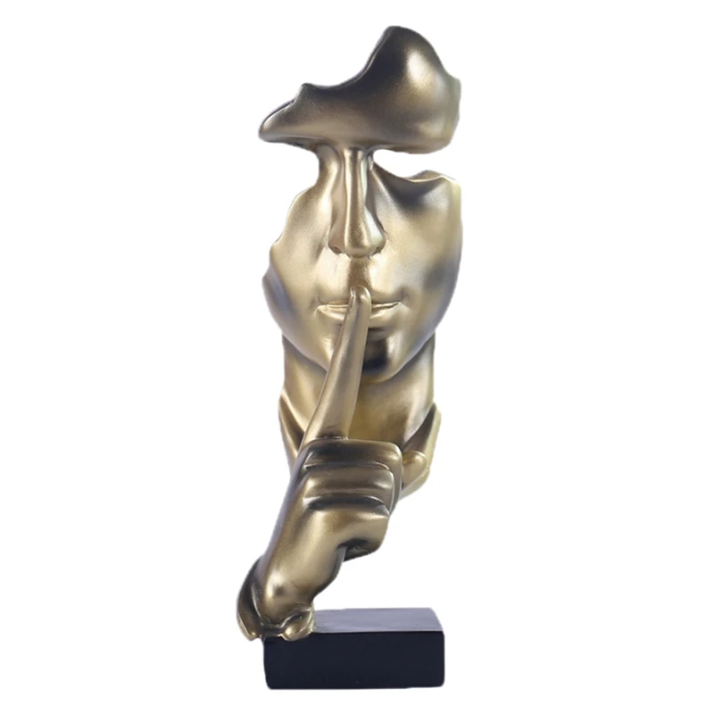 

European Style Silence Is Gold Statue, Resin Handicraft Ornaments, Creative Ornaments In Living Room And Office