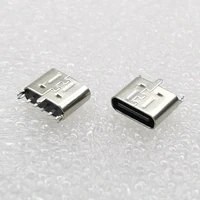 10 50pcs micro usb 3 1 type c jack 6pin 180 degree female connector jack for mobile phone diy electronic parts charging port