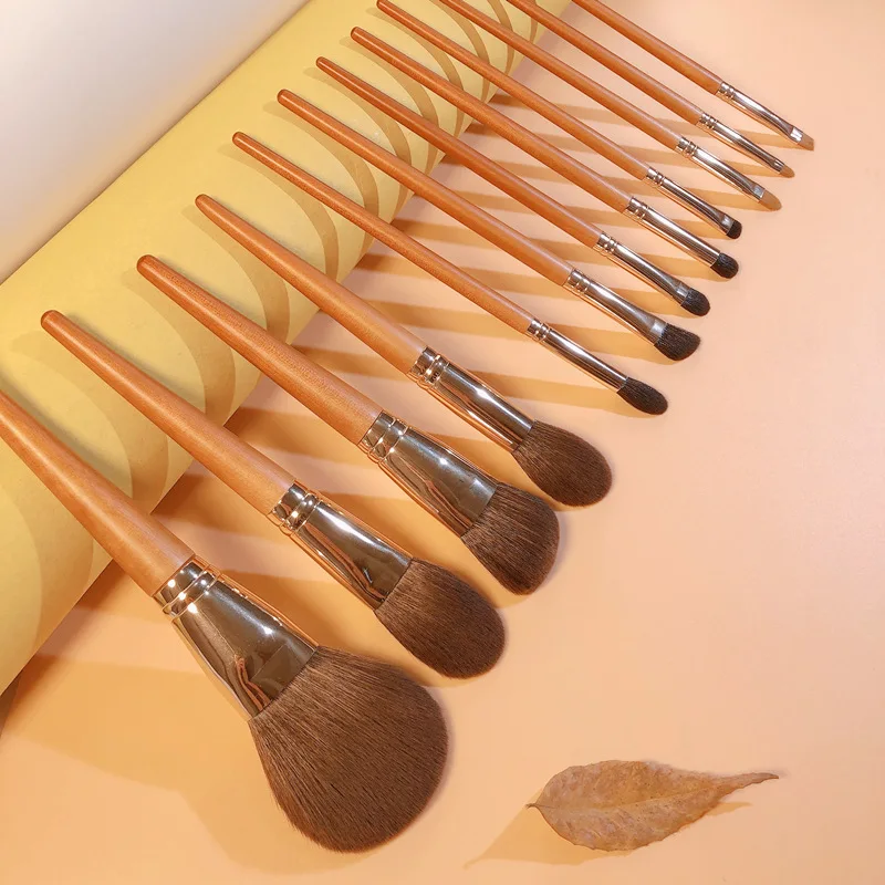 12 шт. кисти для макияжа Натурального Волоса животных основа лица Косметическая