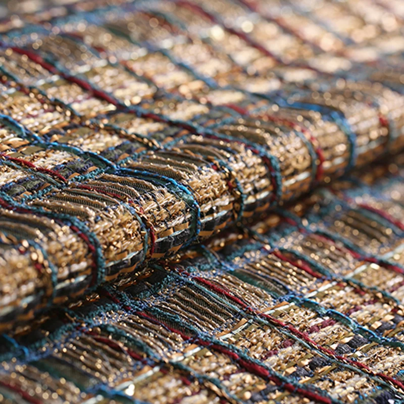 

golden tweed fabric for coat shorts skirt telas por metro tissu tela sewing tissus stof