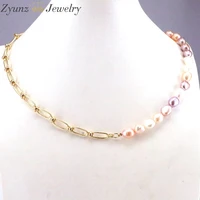 5pcs fashion chain freshwater pearl charm necklace for women punk chain choker jewelry