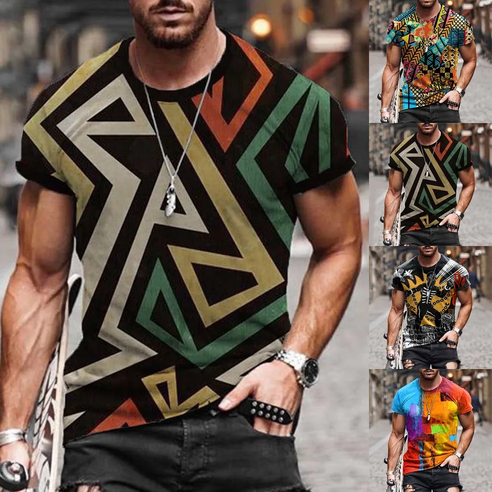 

Mens 3D Printed Crew Neck Tees Tops Short Sleeve Casual T-Shirt Sport Cool Hiphop Tee Tshirt Boy Color Clothes Drop 2021 Summer