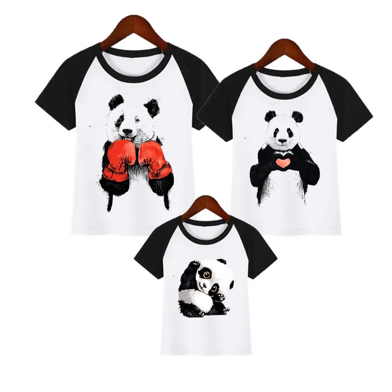 Семейные одинаковые наряды панды футболка с принтом топы для папы мамы ребенка