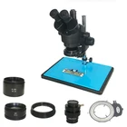 3.5X-90X Simul Focal паяльный Тринокулярный стереомикроскоп 144 светодиодных ламп лампа 0.5X 2.0X 1X ctv0. 5 линзы объектива нагревательные подкладки