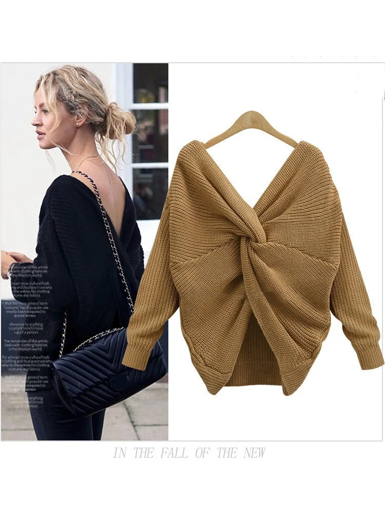 Женский трикотажный джемпер с V-образным вырезом 6 цветов | Женская одежда