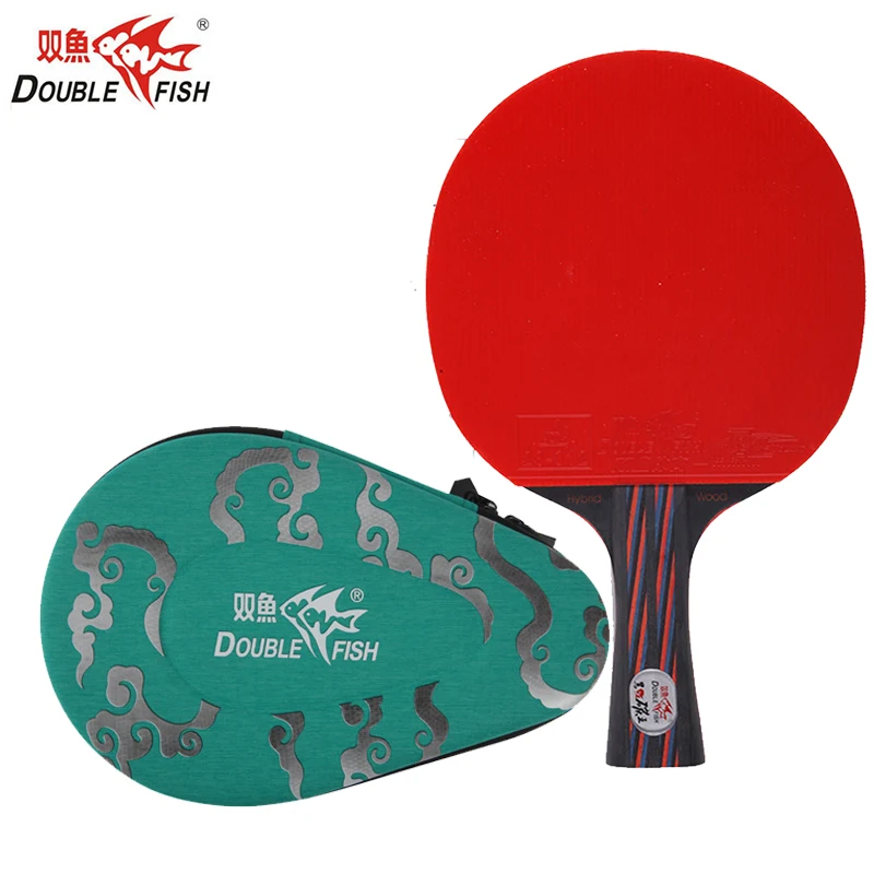 Двухслойная красно черная ракетка из углеродного волокна для настольного