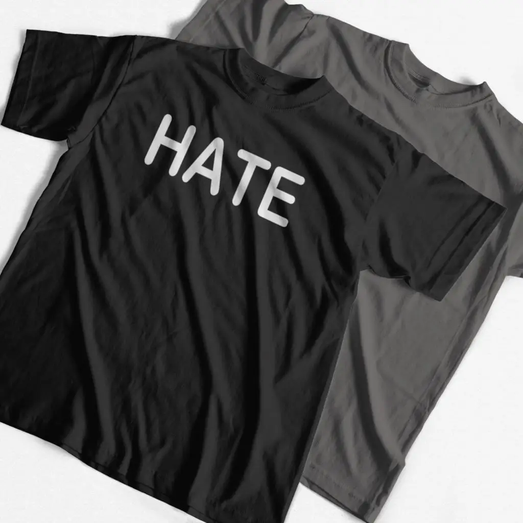 

Мужская футболка COOLMIND из 100% хлопка HATE, уличная одежда с коротким рукавом, Мужская футболка, свободная повседневная футболка, мужские футбол...