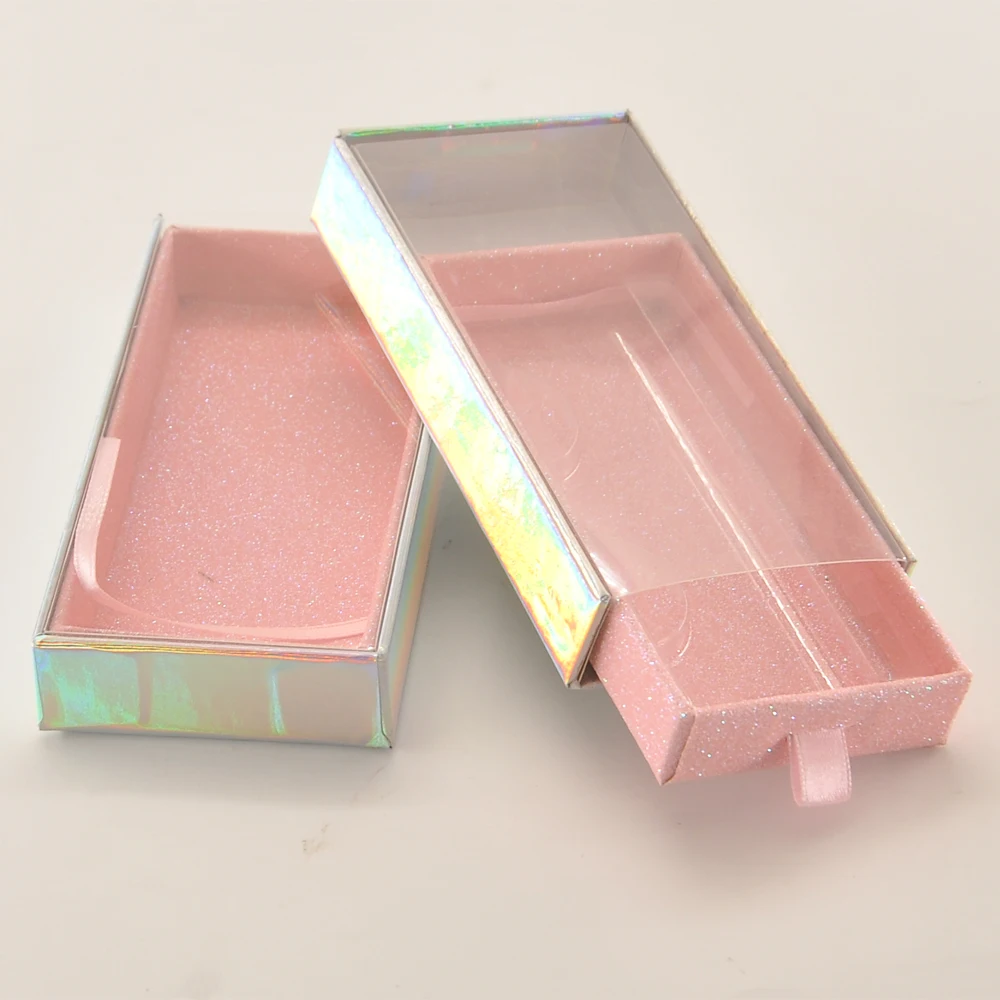 

10/pack Wholesale Eyelash Packaging Box Lash Boxes Package Custom Drawer Pink Glitter Mink Lashes Makeup Storage Case Vendors