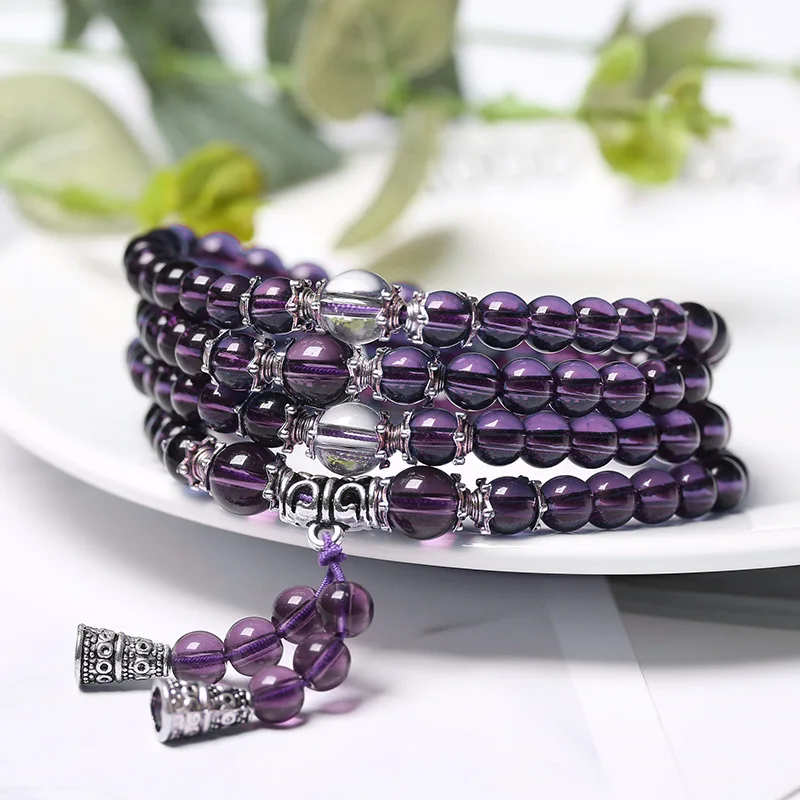 Браслет фэн шуй с аметистом декоративное Ювелирное Украшение из драгоценных