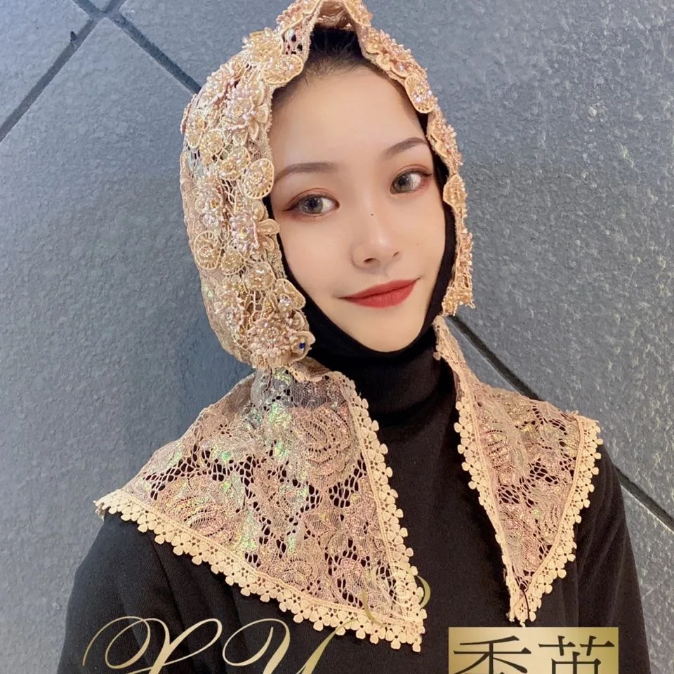 Мусульманский Исламский женский роскошный свадебный кружевной шарф хиджабы |