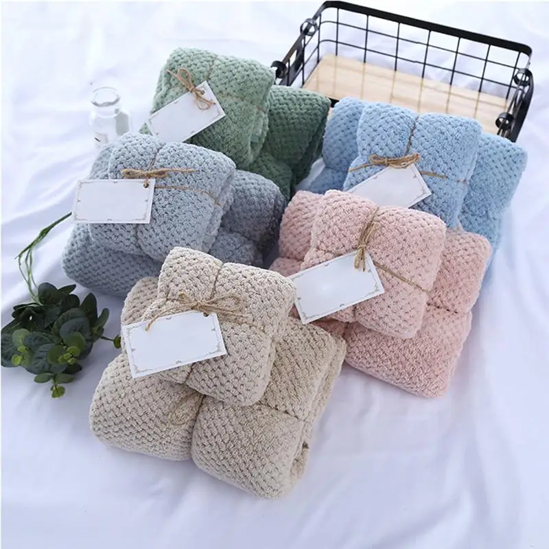 1 комплект коралловых флисовых полотенец для ванной комнаты плотные банные