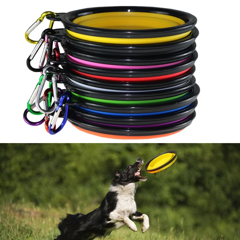 

Dog Cat Collapsible Silicone Dow Bowl Pet Silica Gel Bowl Candy Color Outdoor Travel Portable Puppy Food Container Feeder Dish