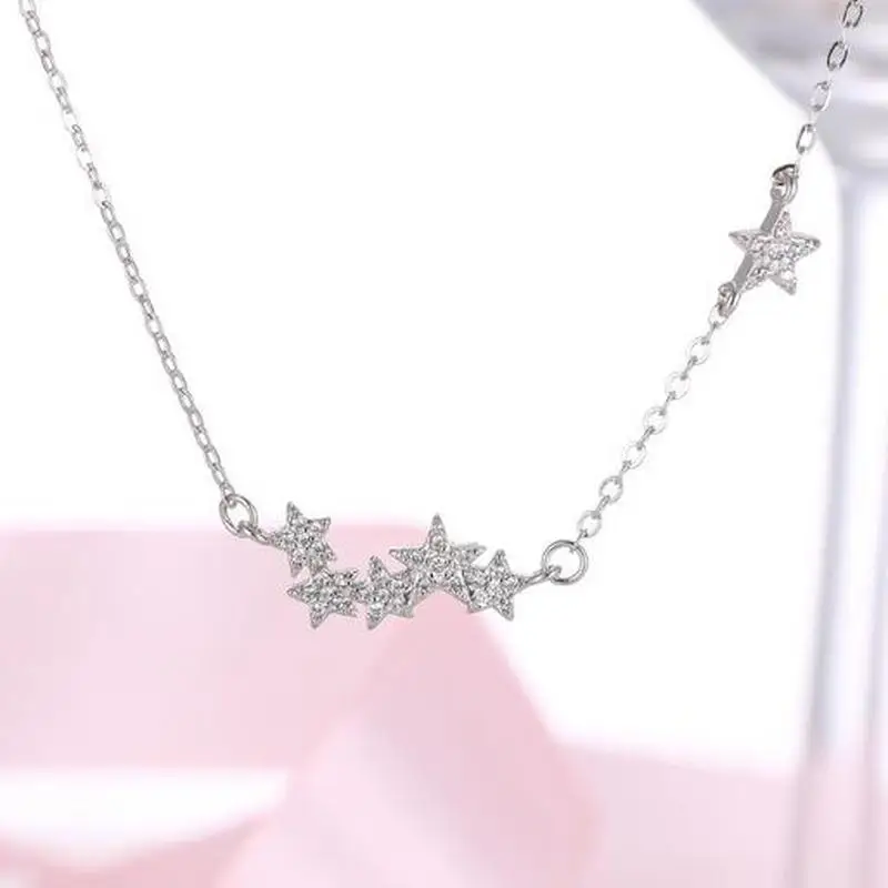Модное серебряное ожерелье 925 пробы циркониевая звезда подвеска на цепочке заказ