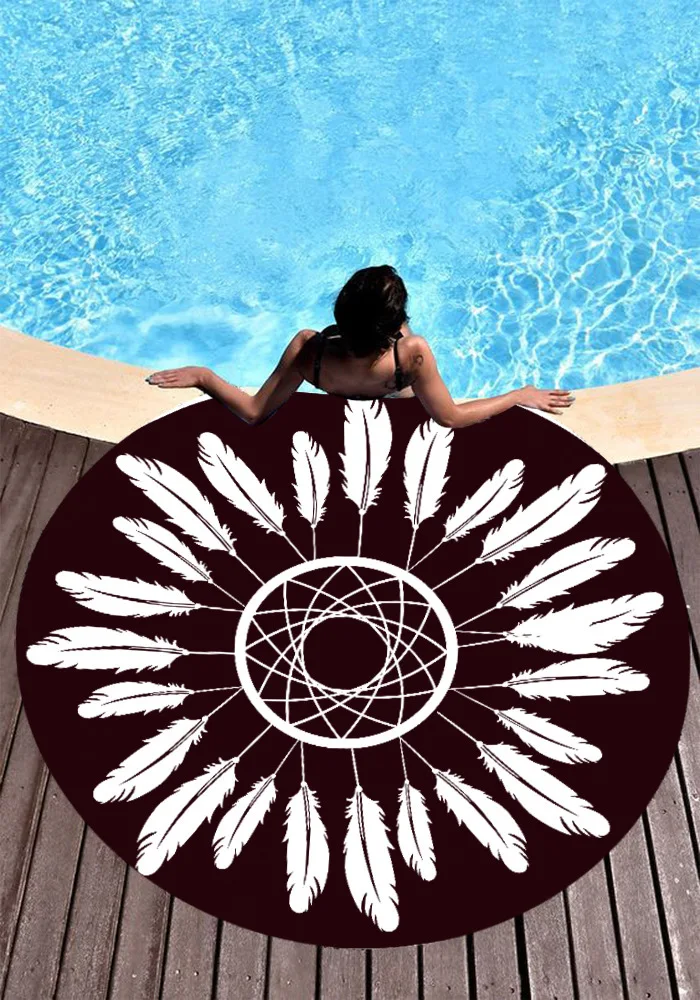 Urijk Boho пляжное полотенце с принтом тропических растений из микрофибры круглое