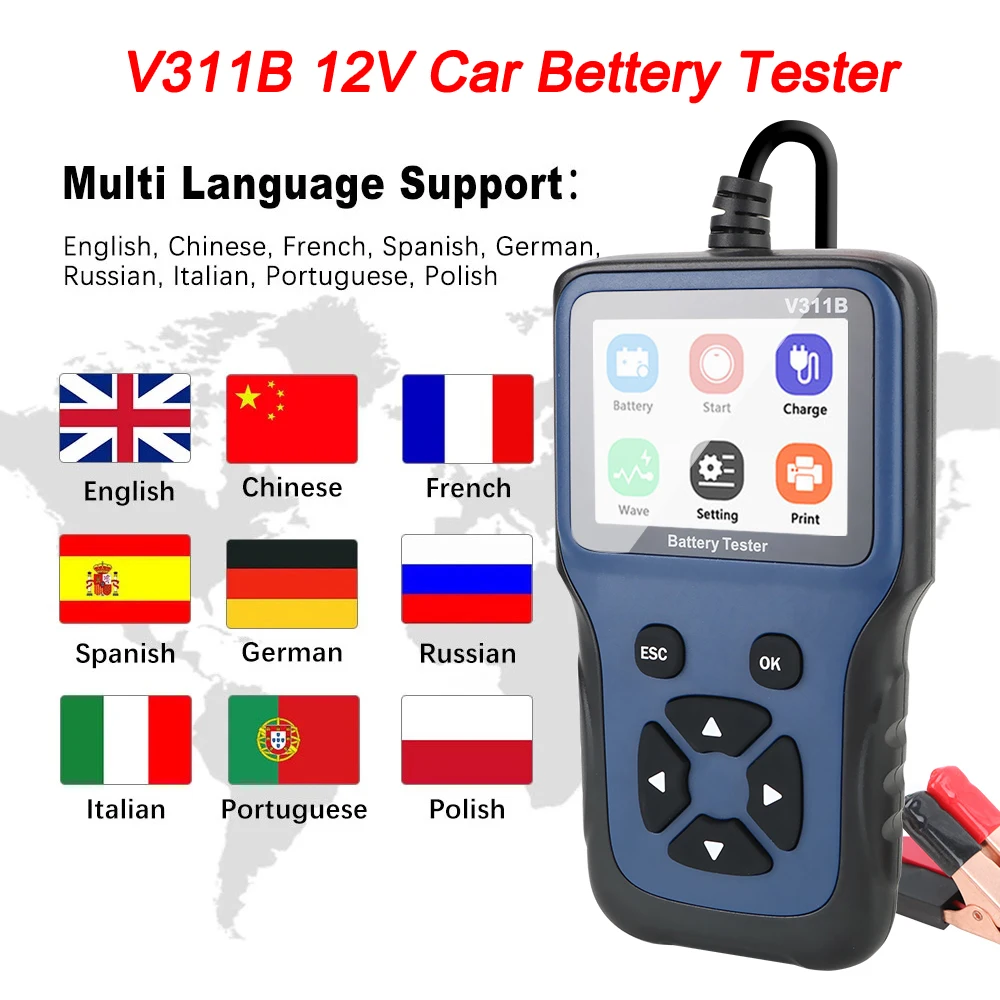 Universal Motorcycle Car Battery Quick Tester Diagnostic Analyzer Tools Charger Cricut Load Fast Test Protector Auto Accessories