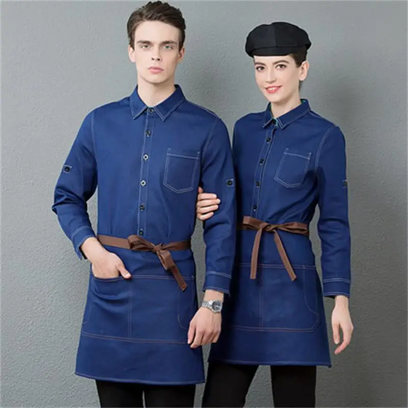Новая мужская и женская рабочая одежда с длинными рукавами для официанта в