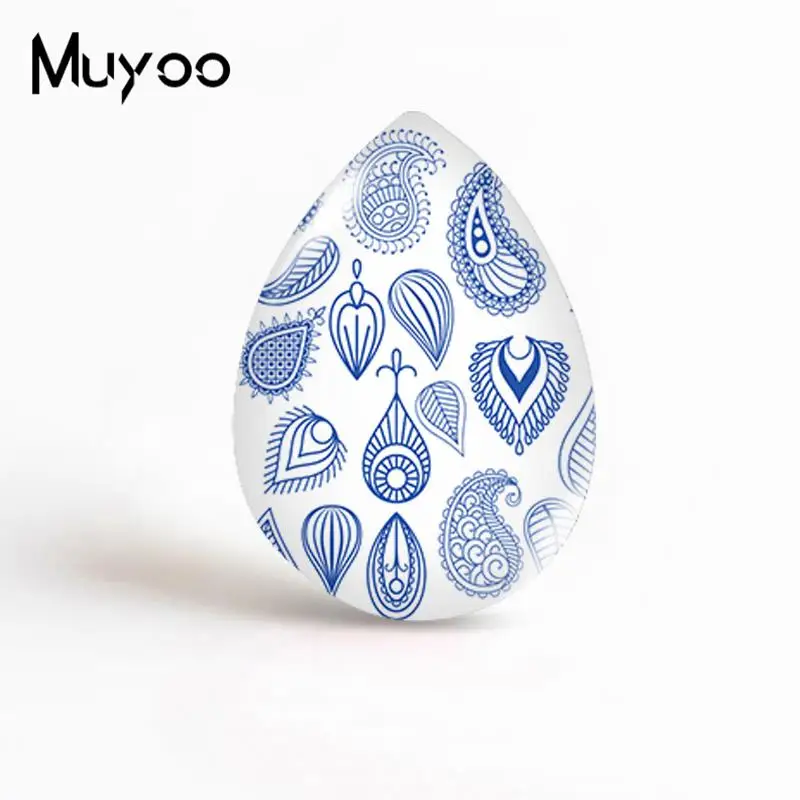 8 Синий цветочный слеза Кабошон Художественное дерево Листья стекло Cabochons фото ювелирные изделия ручной работы - Цвет: 8