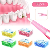 60pcs 5 sizes interdental brush push pull toothpicks clean teeth brushes braces dental tool orthodontic i shape toothbrush
