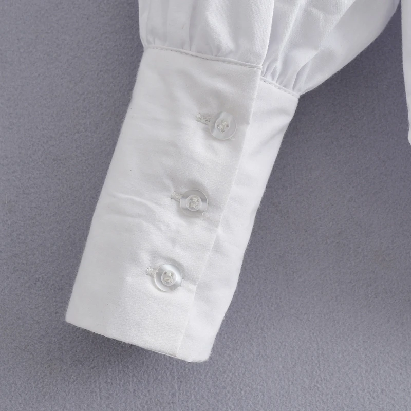 

Fashion Daily Casual Solid Color White Shirt Button Pocket 2021 Long-Sleeved Regular Shopping All-Match Lapels Top NZ0335
