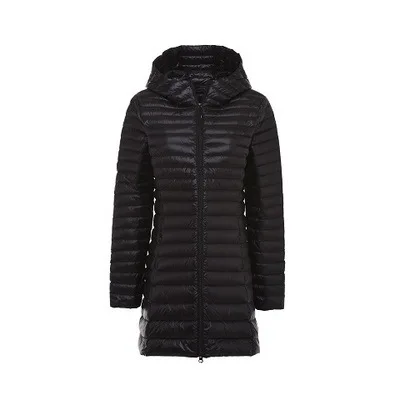 

Autumn and winter light down jacket women's hooded medium length large slim coat