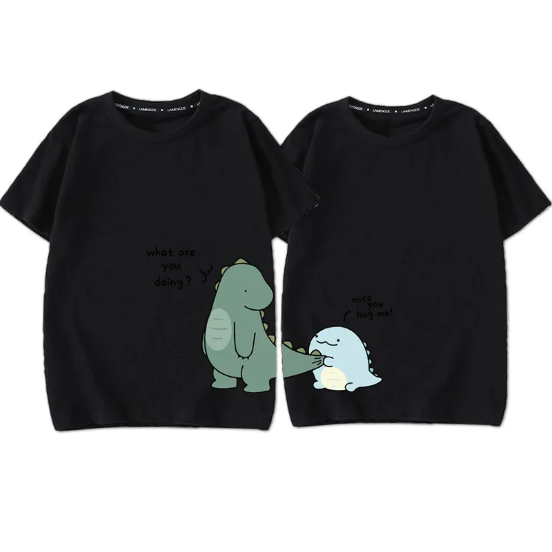 

Children Tshirt Dinosaur Cartoon Animal Print Girl Boy Top Fashion Tee Adult Unisex White T-shirt Cute T Shirts Famliy Look