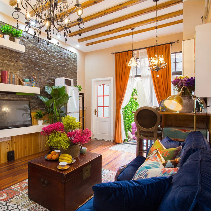 

Light Luxury Northern Europe Netherlands Velvet Burning Orange Flannel Yellow Blackout Drapes Curtains for Bedroom Living Room