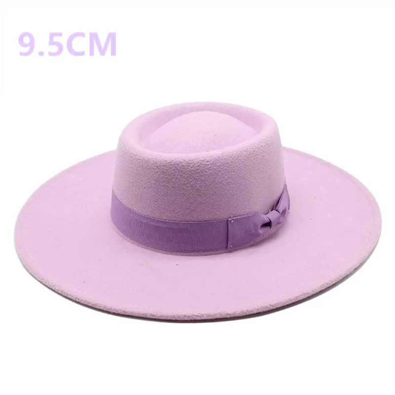 

NEW women fedora hat rabbit fur wide brim top hat autumn and winter solid color woolen jazz hat warm Panama hat