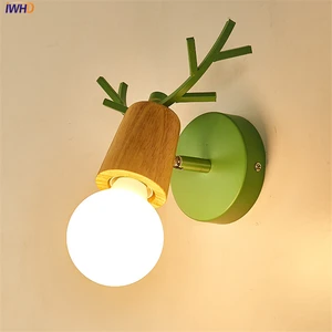 Modern Simple LED Wall Lamp Pink/Yellow Iron Wood Deer Wandlamp For Living Room Decoration Cute Wall Light Applique Murale Modern Simple LED Wall Lamp Pink/Yellow Iron Wood Deer Wandlamp For Living Room Decoration Cute Wall Light Applique Murale
