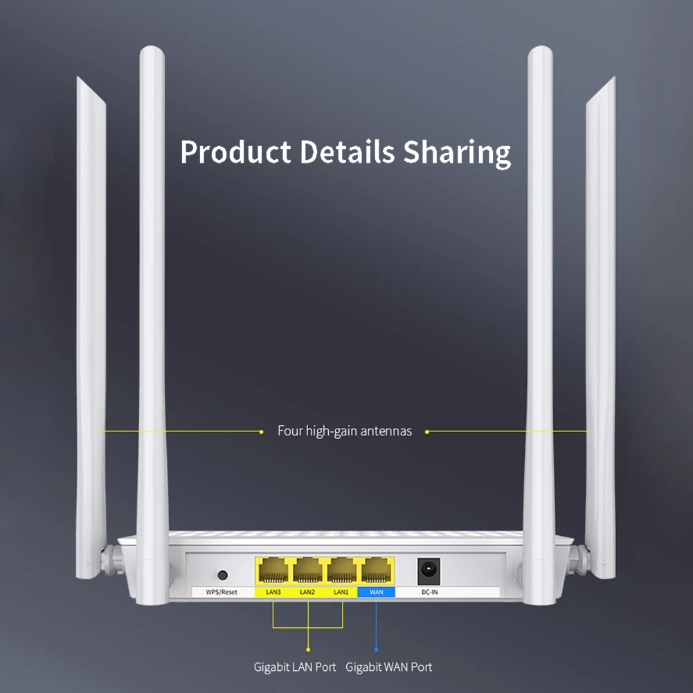 

new WiFi Router with 4 Antennas Dual-Band AC1200 Gigabit Wireless Internet Router 4 Ethernet Ports