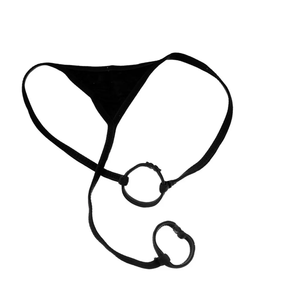 Мужские сексуальные прозрачные стринги с отверстием для пениса T-back нижнее белье