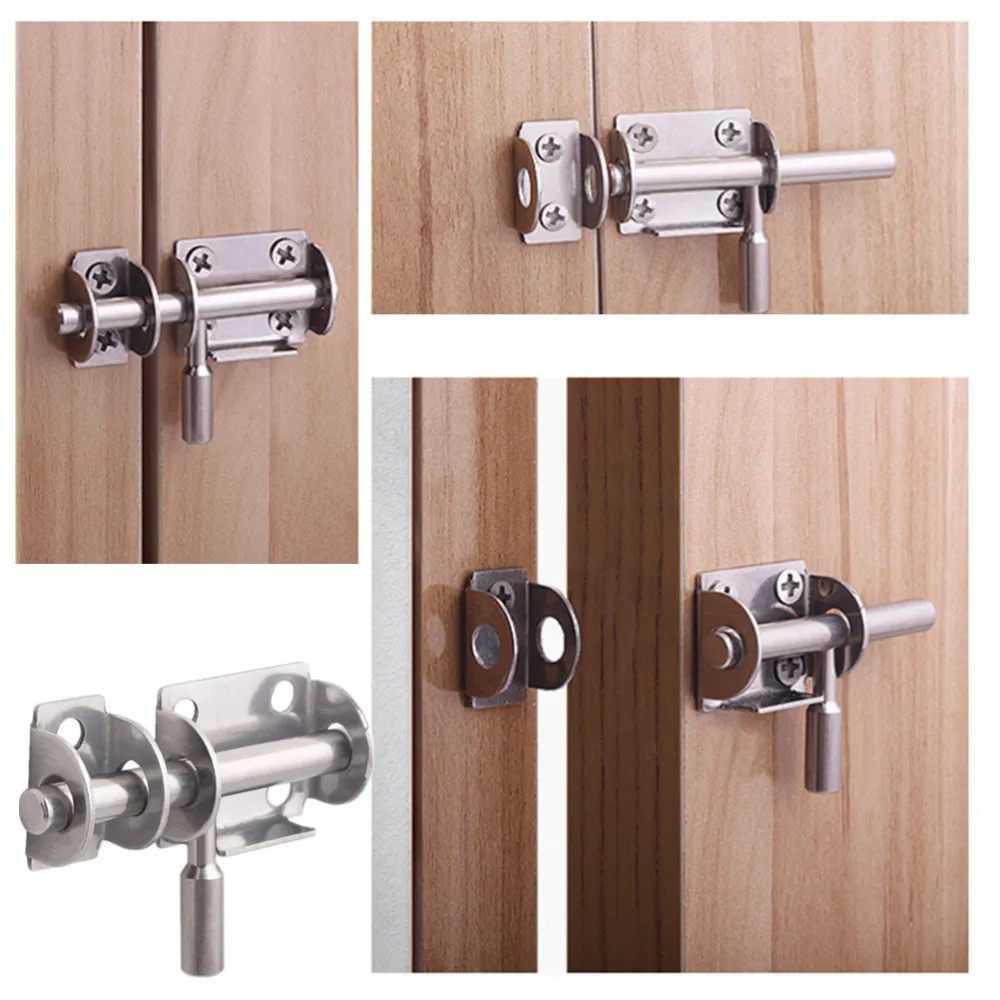 

Stainless Steel Safety Door Bolts Latches Anti-Theft Lock Buckle Thickened Stainless Steel Bedroom Door and Window (Silver